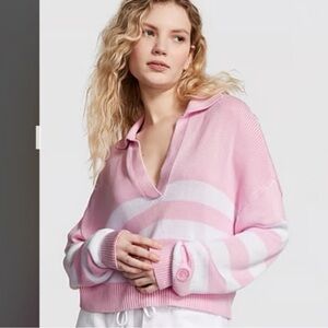 VS PINK Cambridge Knit Polo Sweater